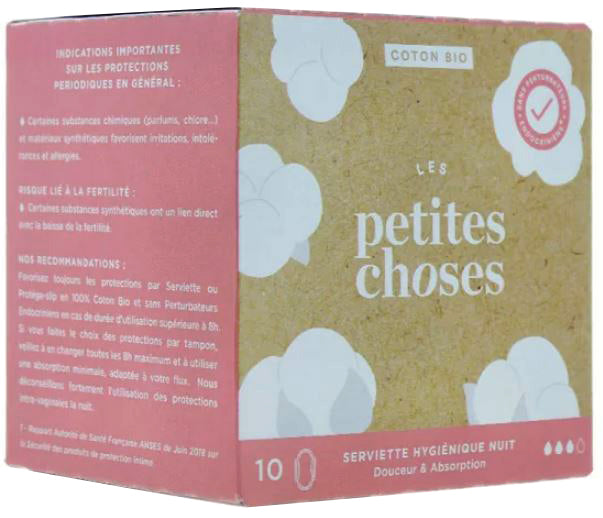 Serviette Hygiénique Nuit - Coton Bio Boite de 10