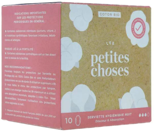 Serviette Hygiénique Nuit - Coton Bio Boite de 10
