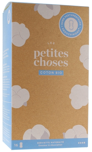Serviettes Hygiéniques Maternité - Coton Bio - Boite de 16