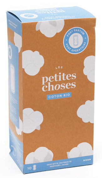 Serviettes Hygiéniques Maternité Post Partum - Coton Bio - Boite de 10