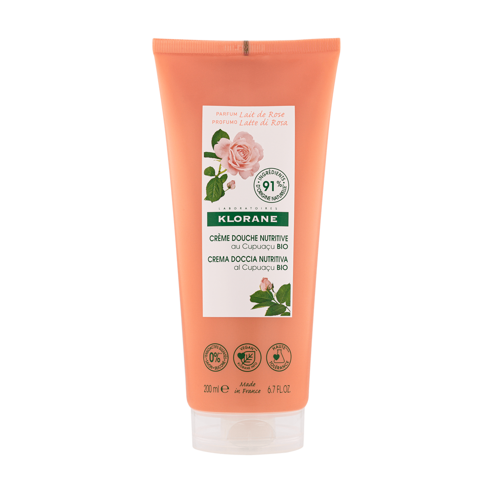 Klorane - Douche - Crème douche au parfum Lait de Rose au sèche à très sèche