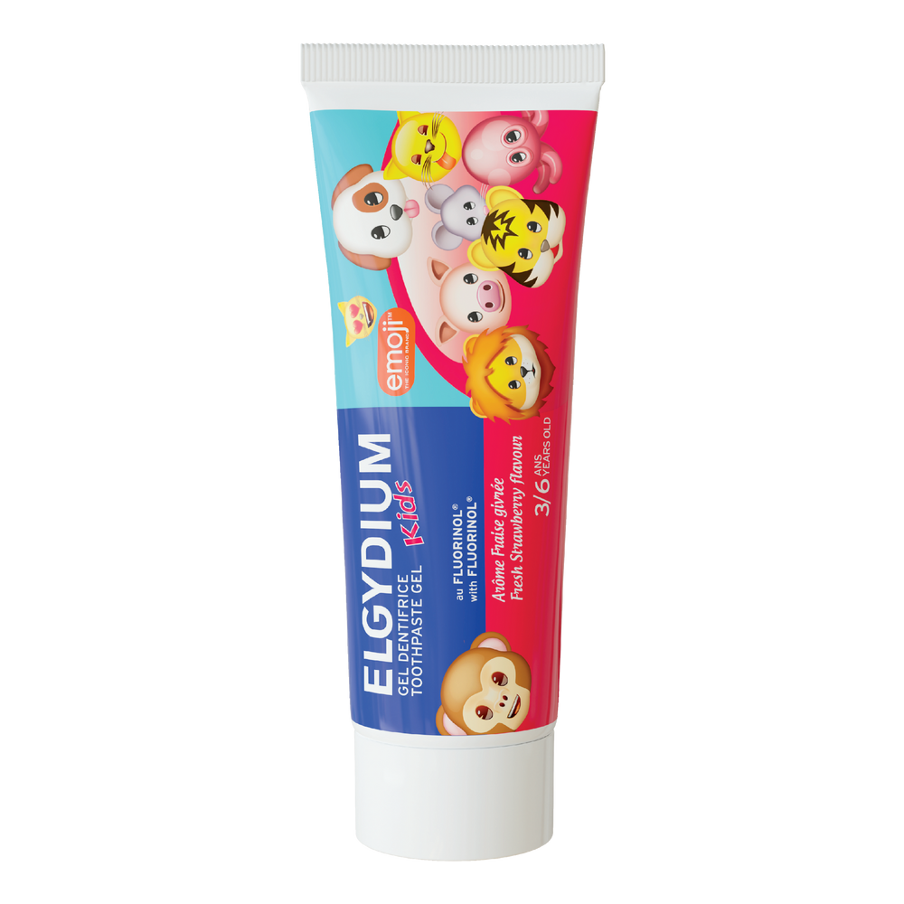 Pierre Fabre Oral Care - ELGYDIUM KIDS Emoji Arôme Fraise Givrée Dentifrice 3/6 ans - Dentifrice enfant