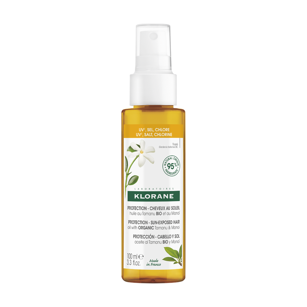 Klorane — Huile protectrice capillaire au Tamanu BIO et Monoï — Cheveux exposés au soleil