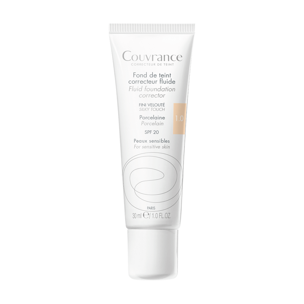 Eau Thermale Avène - Couvrance - Fond de teint correcteur unifiant fluide Porcelaine N°1.0 - peaux très claires