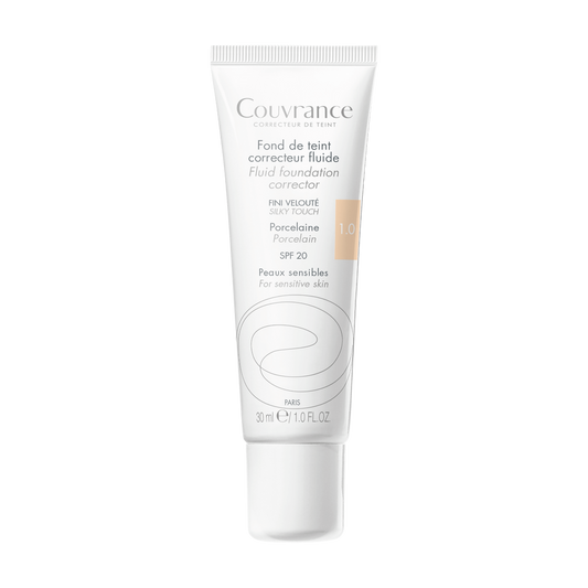 Eau Thermale Avène - Couvrance - Fond de teint correcteur unifiant fluide Porcelaine N°1.0 - peaux très claires
