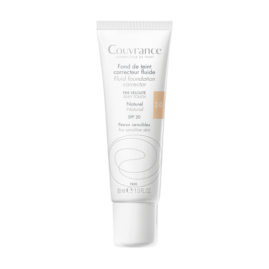 Eau Thermale Avène - Couvrance - Fond de teint correcteur unifiant fluide Naturel N°2.0 - peaux claires