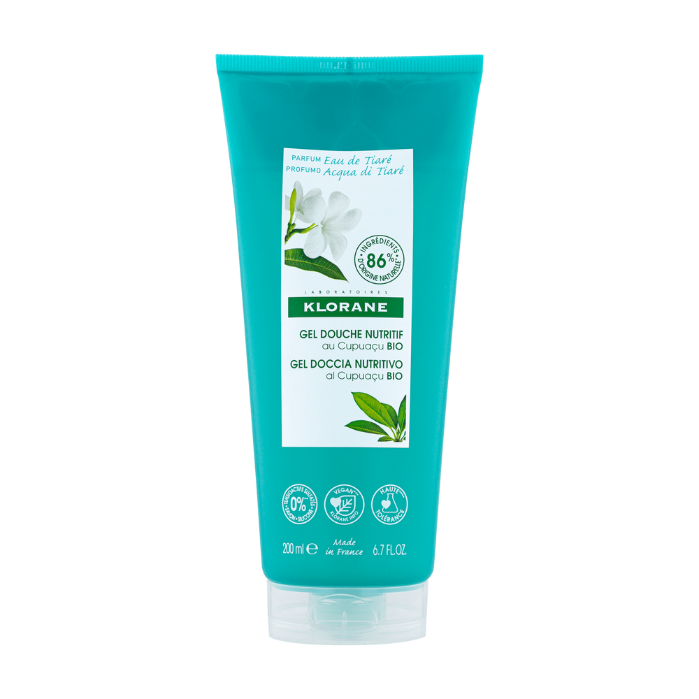 Klorane - Douche - Gel douche au parfum  Eau de Tiaré  - Tous types de peaux
