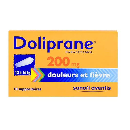 DOLIPRANE 200MG SUP 12 16KG 10