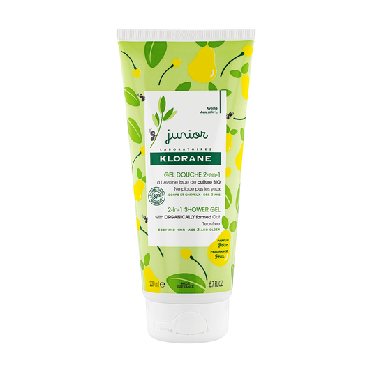 Klorane - Junior - Gel douche 2-en-1 à l’Avoine BIO - Poire - Corps et Cheveux - Enfant