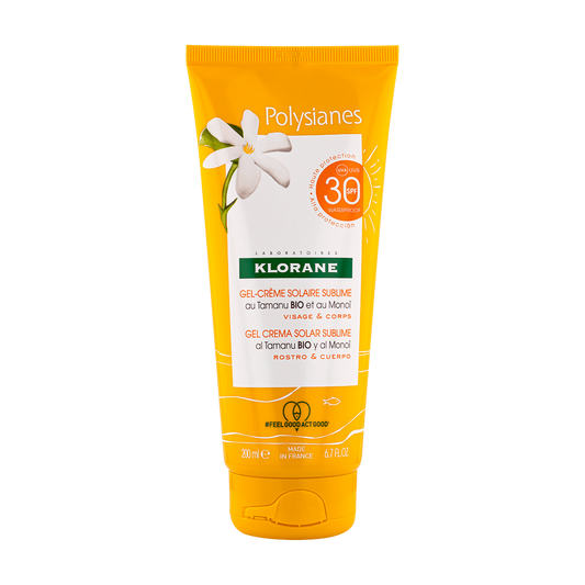 Klorane - Solaire - Gel-crème solaire sublime haute protection SPF30 au Tamanu BIO et Monoï - Visage et Corps