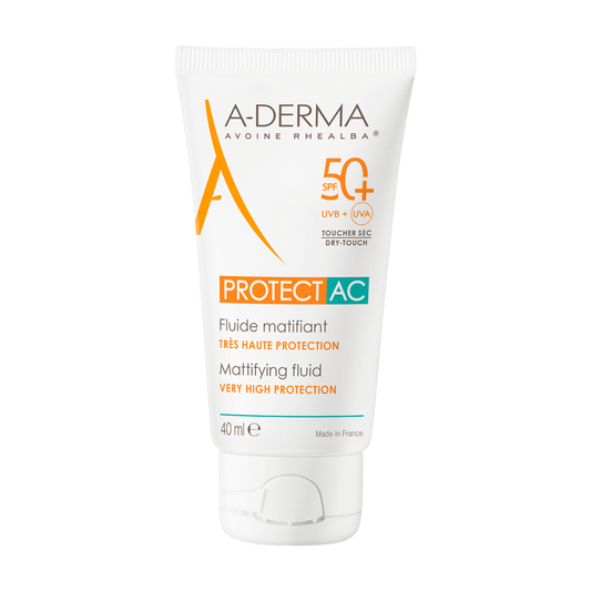 A-DERMA Fluide solaire visage matifiant SPF50+ PROTECT AC