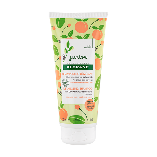 Klorane - Junior - Shampoing Démêlant à l’Avoine BIO - Parfum Pêche - Corps et Cheveux - Enfant