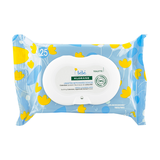 Klorane Lingettes nettoyantes douces - Peau normale à sèche - Bébé